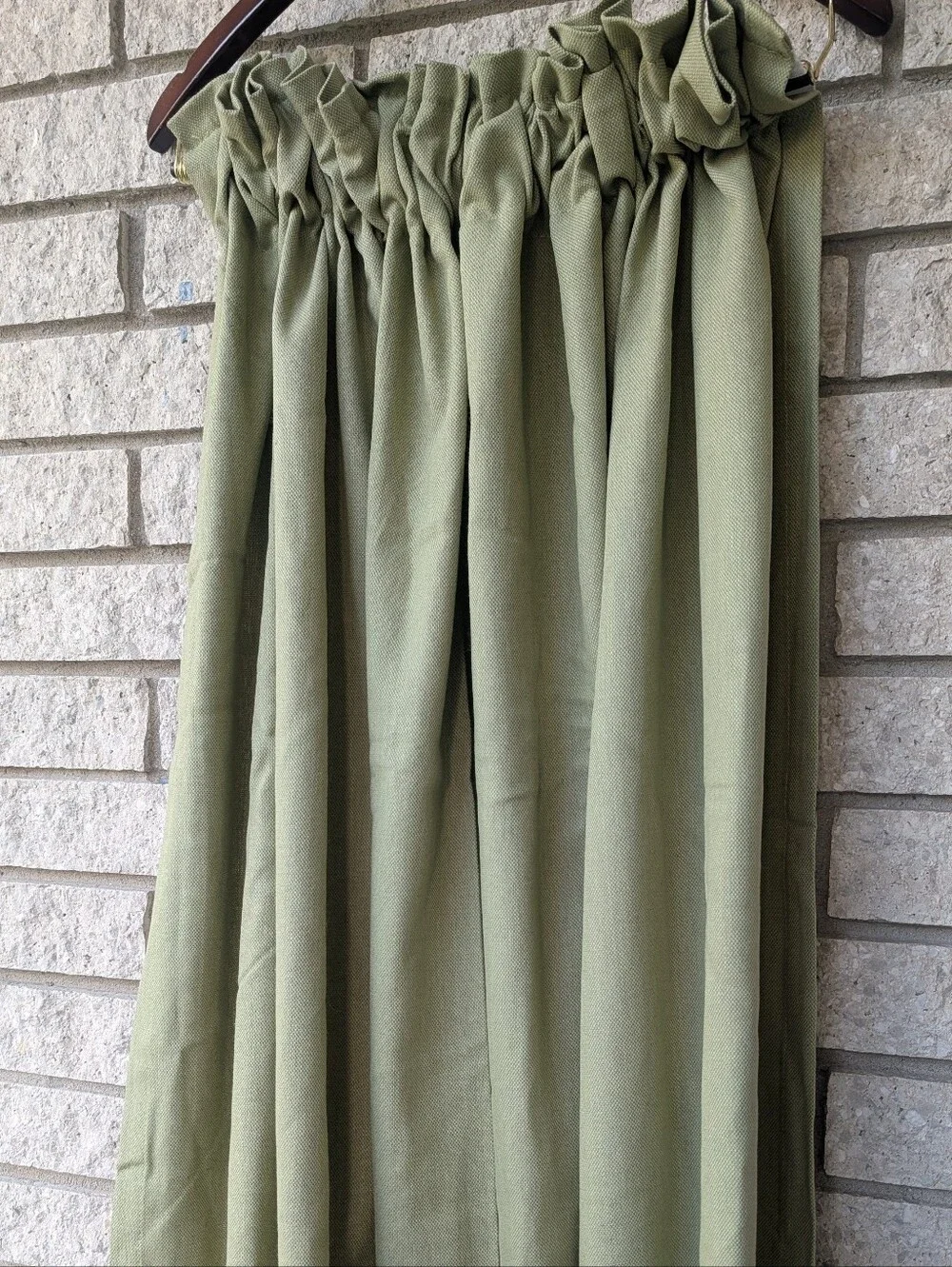 Ikea Ingert 2 Sage Green Back Tab Rod Pocket Curtains Tie Backs 57